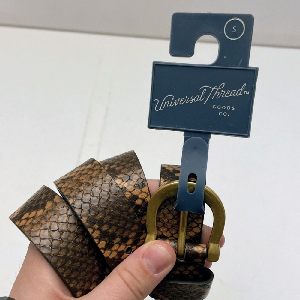 Belt Vegan Faux Snake with Gold Buckle-Small